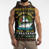 Santa On A Boat Christmas Sleeveless Zip Hoodie Xmas Holiday Patterns - Wonder Print Shop