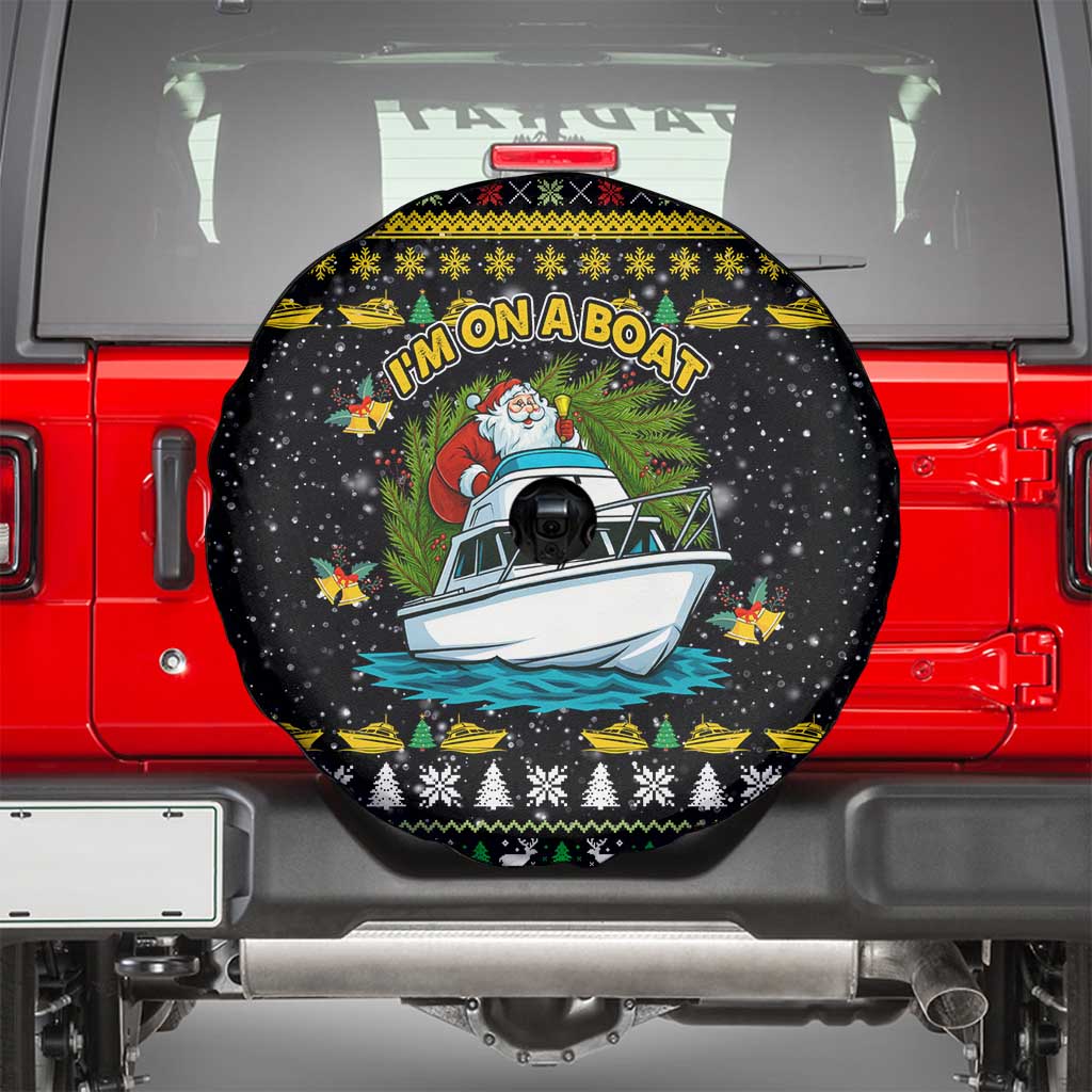 Santa On A Boat Christmas Spare Tire Cover Xmas Holiday Patterns - Wonder Print Shop