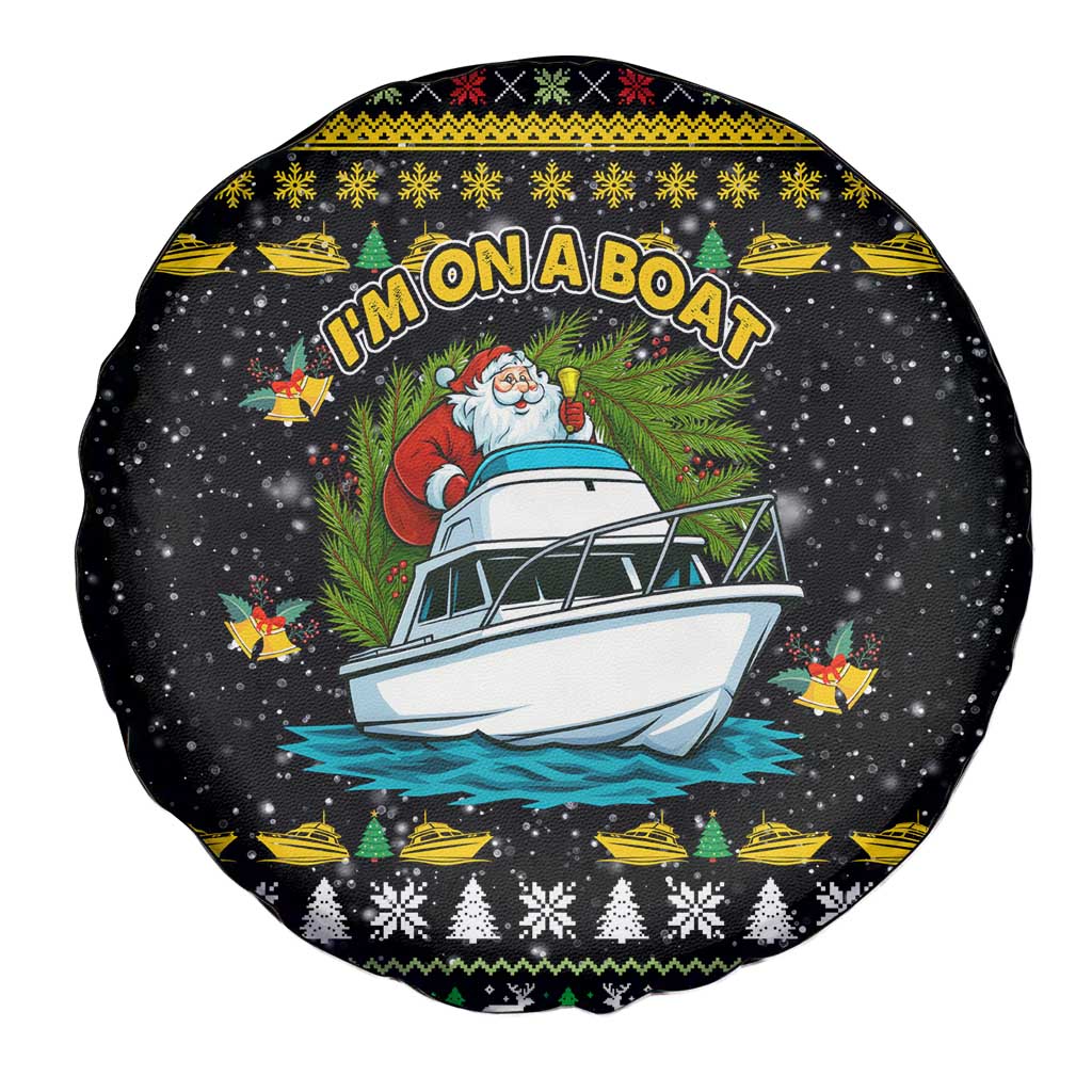 Santa On A Boat Christmas Spare Tire Cover Xmas Holiday Patterns - Wonder Print Shop