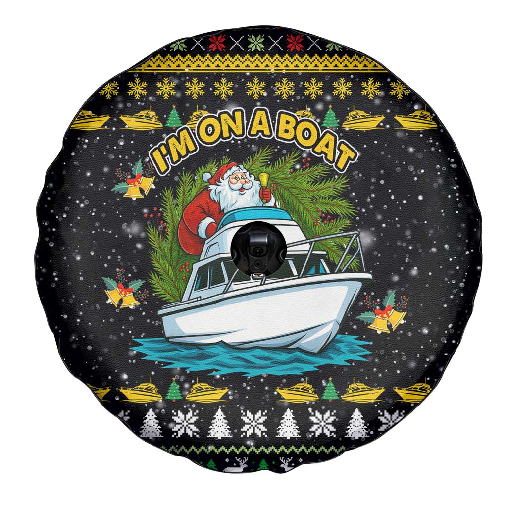 Santa On A Boat Christmas Spare Tire Cover Xmas Holiday Patterns - Wonder Print Shop