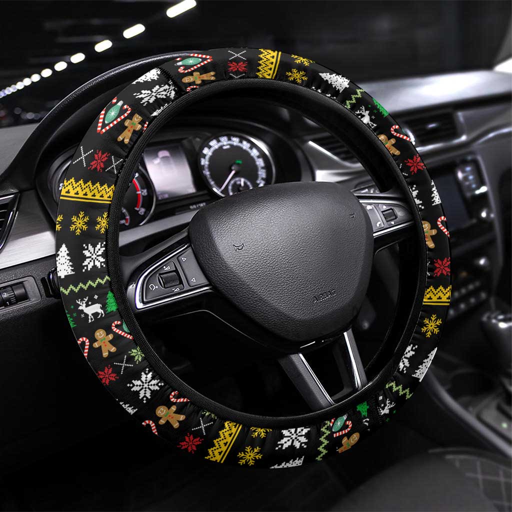 Santa On A Boat Christmas Steering Wheel Cover Xmas Holiday Patterns - Wonder Print Shop