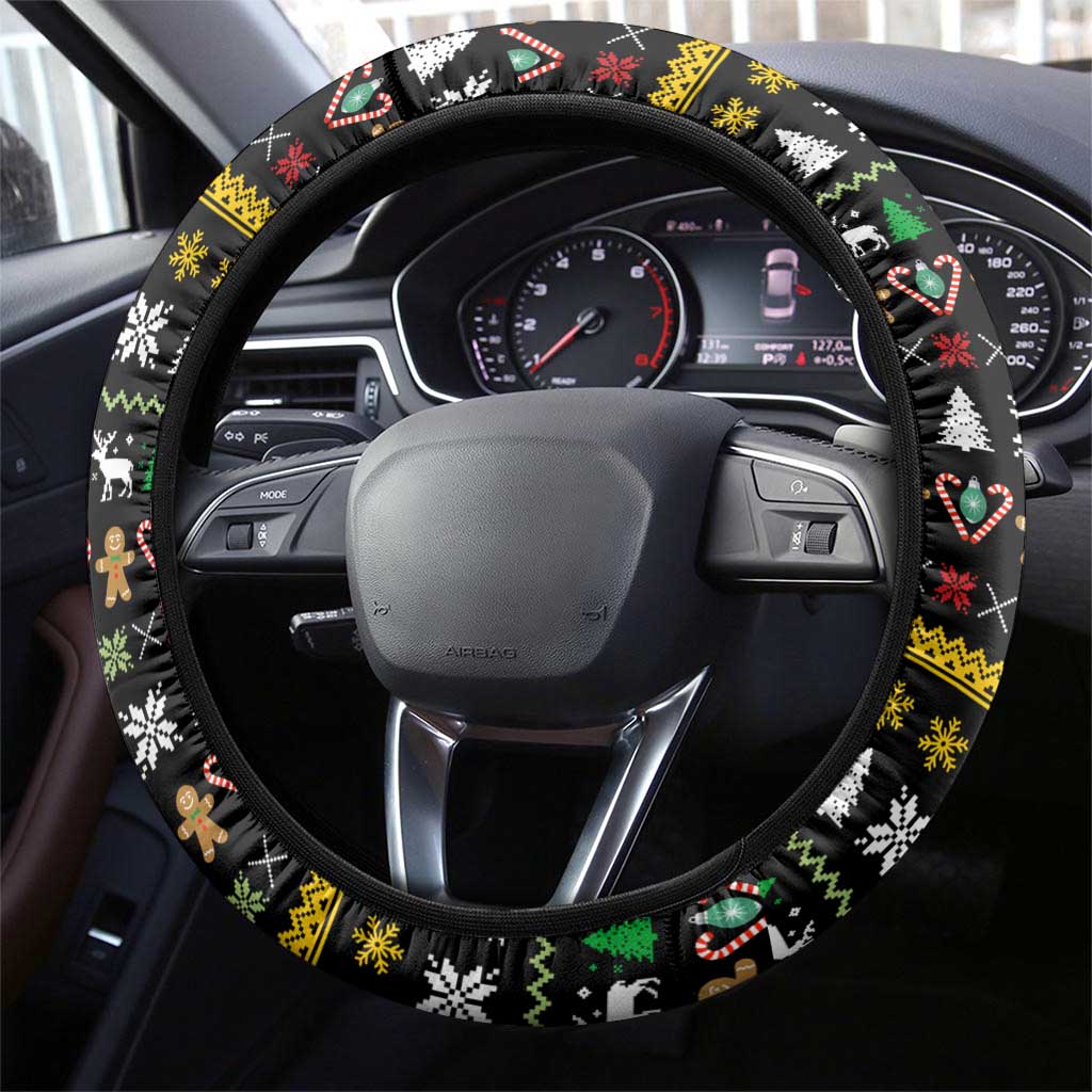 Santa On A Boat Christmas Steering Wheel Cover Xmas Holiday Patterns - Wonder Print Shop