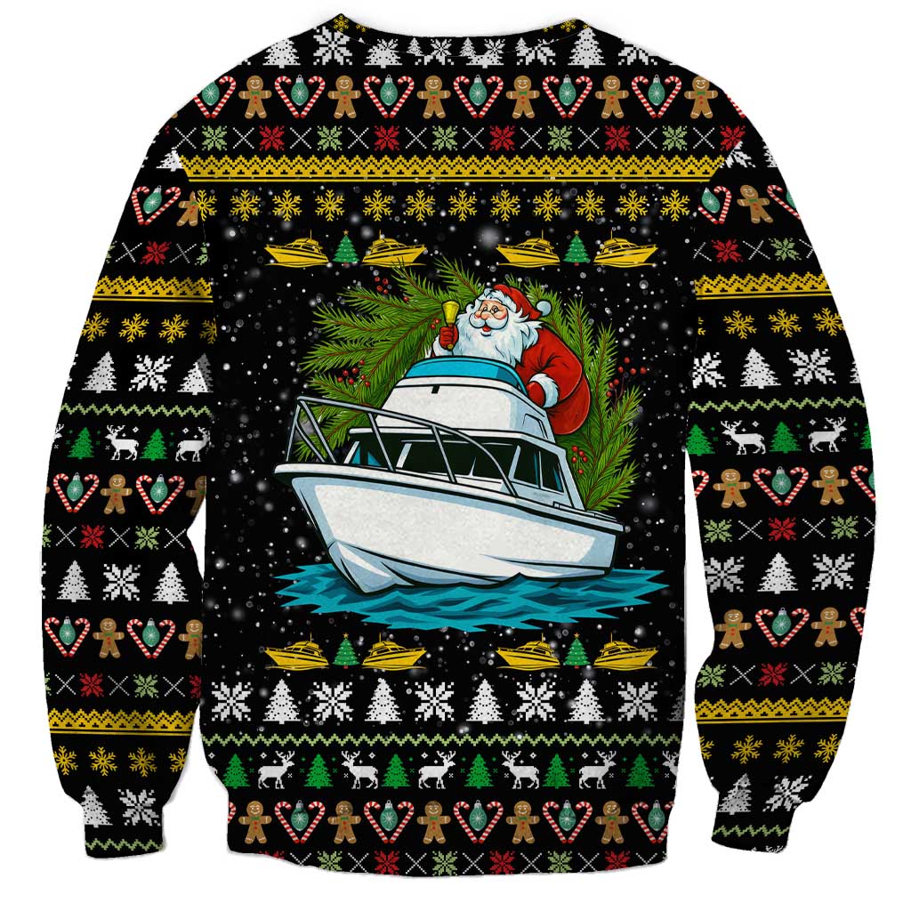 Santa On A Boat Christmas Sweatshirt Xmas Holiday Patterns - Wonder Print Shop