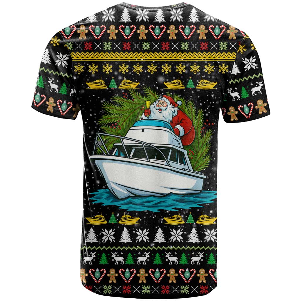 Santa On A Boat Christmas T Shirt Xmas Holiday Patterns - Wonder Print Shop