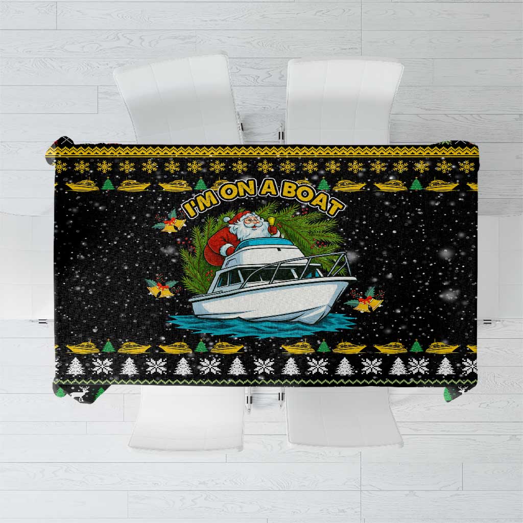 Santa On A Boat Christmas Tablecloth Xmas Holiday Patterns - Wonder Print Shop
