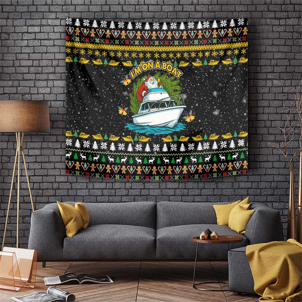 Santa On A Boat Christmas Tapestry Xmas Holiday Patterns - Wonder Print Shop