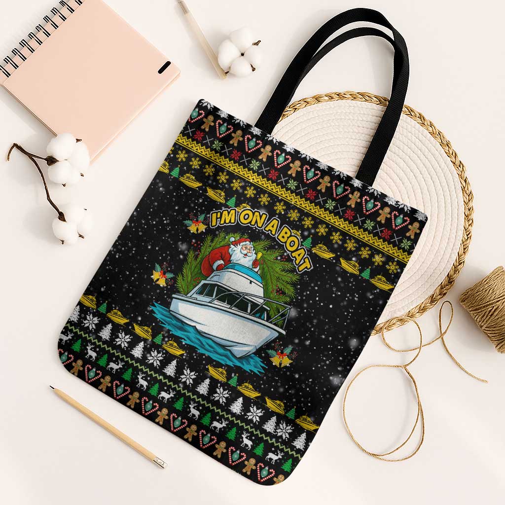 Santa On A Boat Christmas Tote Bag Xmas Holiday Patterns - Wonder Print Shop