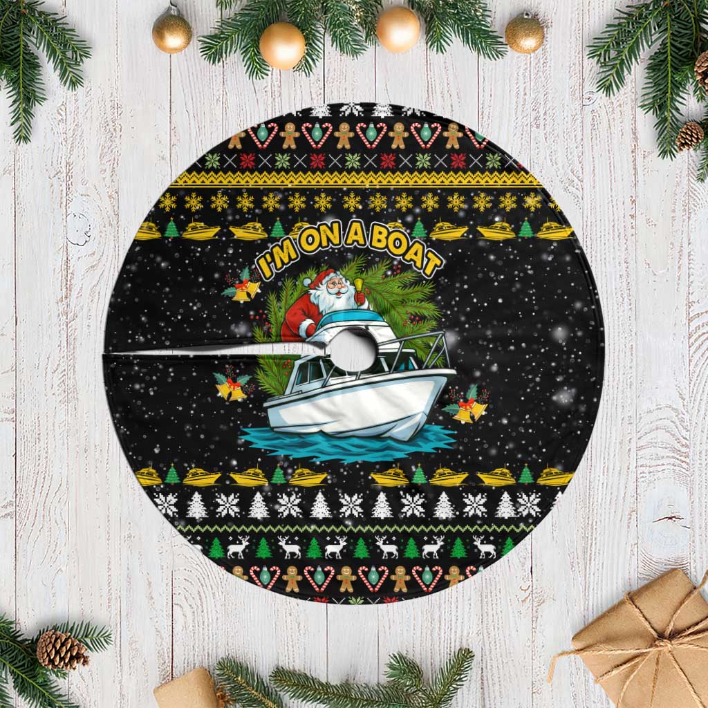Santa On A Boat Christmas Tree Skirt Xmas Holiday Patterns - Wonder Print Shop