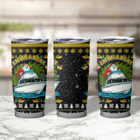 Santa On A Boat Christmas Tumbler Cup Xmas Holiday Patterns - Wonder Print Shop