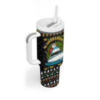 Santa On A Boat Christmas Tumbler With Handle Xmas Holiday Patterns - Wonder Print Shop