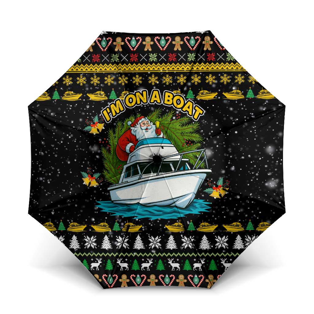 Santa On A Boat Christmas Umbrella Xmas Holiday Patterns - Wonder Print Shop