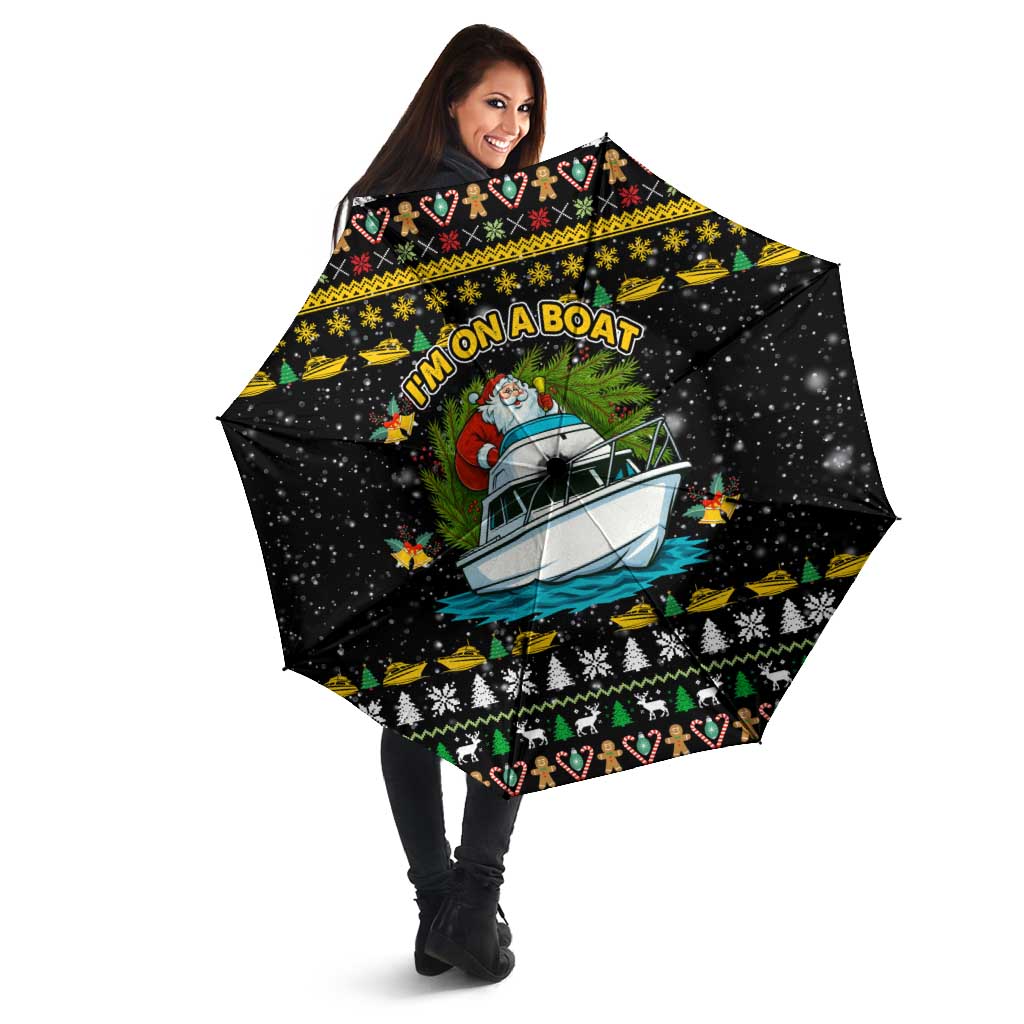 Santa On A Boat Christmas Umbrella Xmas Holiday Patterns - Wonder Print Shop