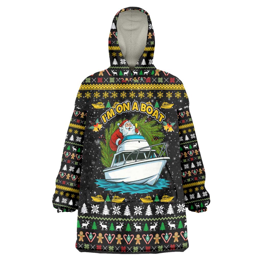 Santa On A Boat Christmas Wearable Blanket Hoodie Xmas Holiday Patterns - Wonder Print Shop
