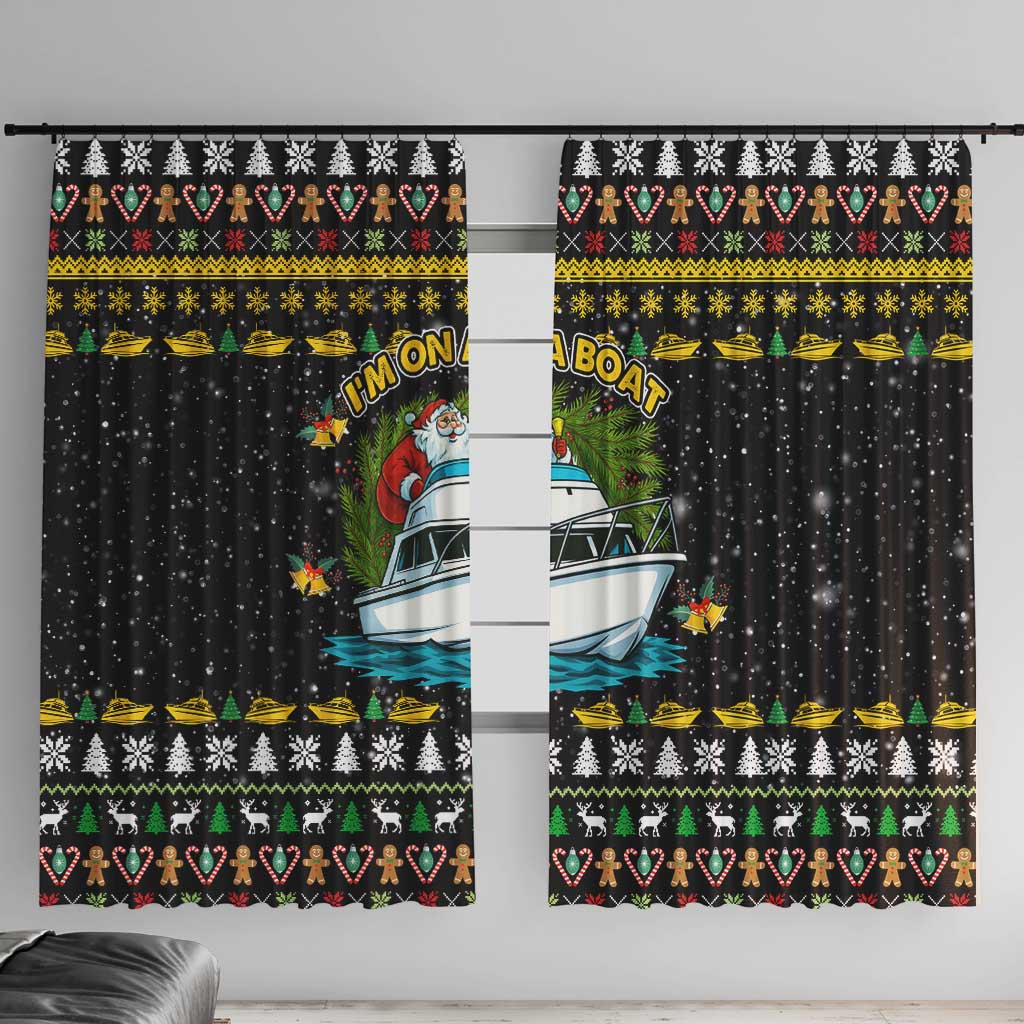 Santa On A Boat Christmas Window Curtain Xmas Holiday Patterns - Wonder Print Shop