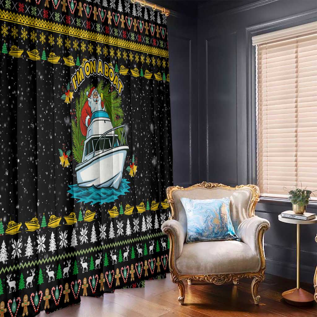 Santa On A Boat Christmas Window Curtain Xmas Holiday Patterns - Wonder Print Shop