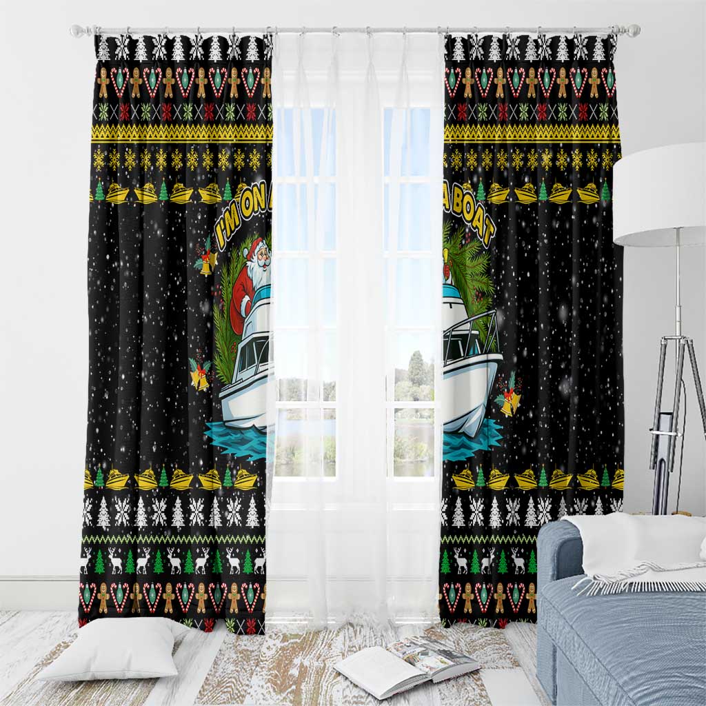 Santa On A Boat Christmas Window Curtain Xmas Holiday Patterns - Wonder Print Shop