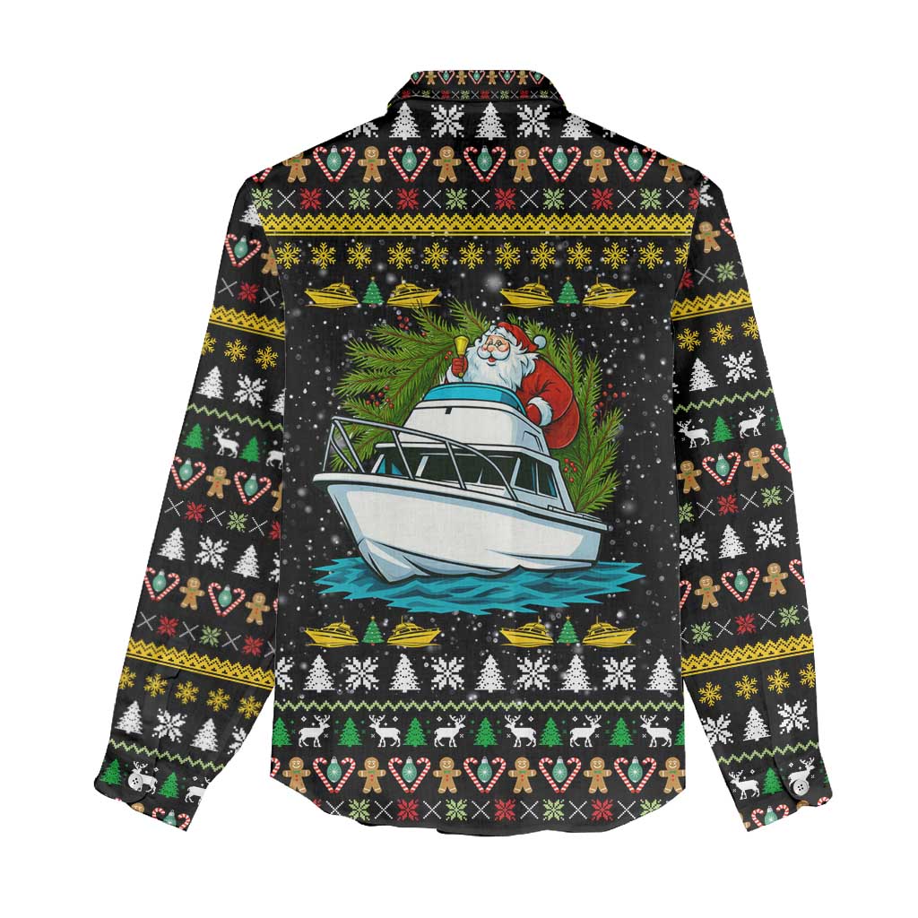 Santa On A Boat Christmas Women Casual Shirt Xmas Holiday Patterns - Wonder Print Shop