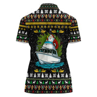 Santa On A Boat Christmas Women Polo Shirt Xmas Holiday Patterns - Wonder Print Shop