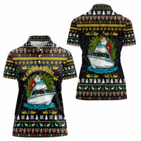 Santa On A Boat Christmas Women Polo Shirt Xmas Holiday Patterns - Wonder Print Shop