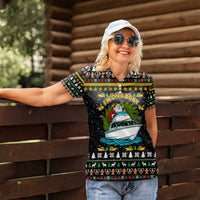 Santa On A Boat Christmas Women Polo Shirt Xmas Holiday Patterns - Wonder Print Shop