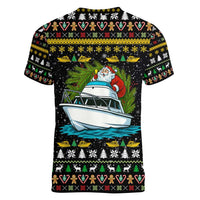 Santa On A Boat Christmas Women V-Neck T-Shirt Xmas Holiday Patterns - Wonder Print Shop