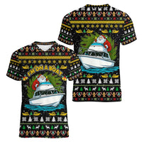 Santa On A Boat Christmas Women V-Neck T-Shirt Xmas Holiday Patterns - Wonder Print Shop