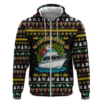 Santa On A Boat Christmas Zip Hoodie Xmas Holiday Patterns - Wonder Print Shop