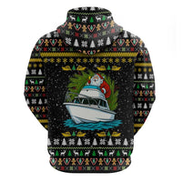 Santa On A Boat Christmas Zip Hoodie Xmas Holiday Patterns - Wonder Print Shop