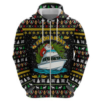 Santa On A Boat Christmas Zip Hoodie Xmas Holiday Patterns - Wonder Print Shop