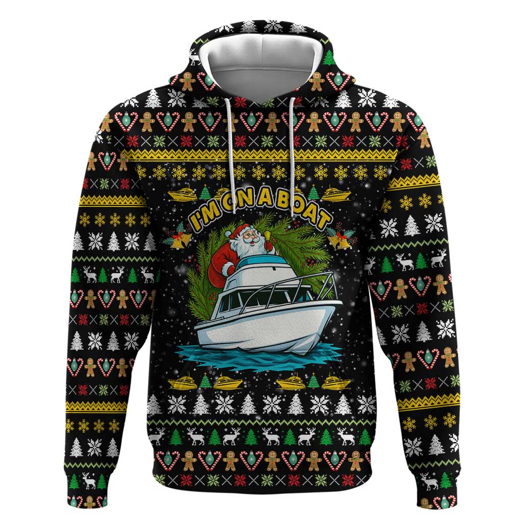 Santa On A Boat Christmas Zip Hoodie Xmas Holiday Patterns - Wonder Print Shop