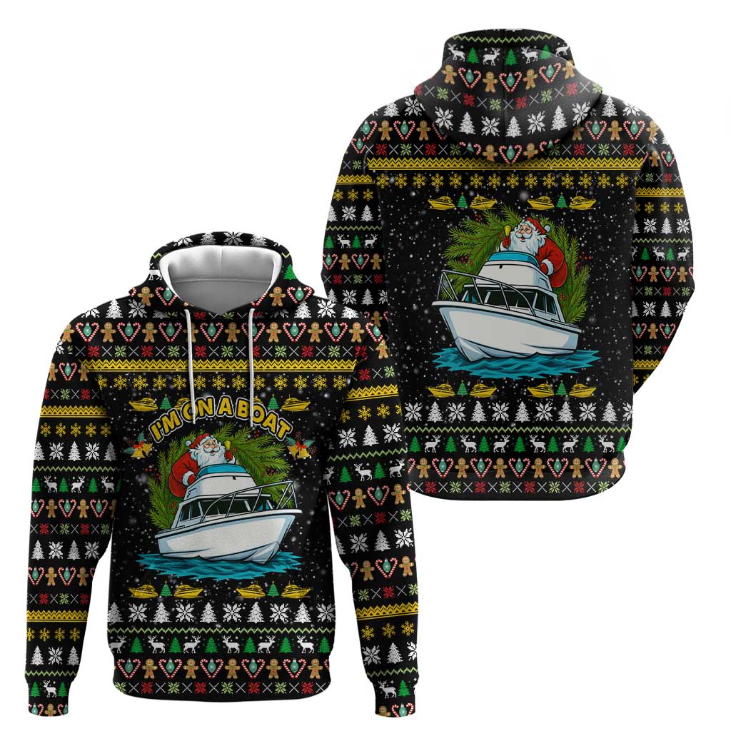 Santa On A Boat Christmas Zip Hoodie Xmas Holiday Patterns - Wonder Print Shop