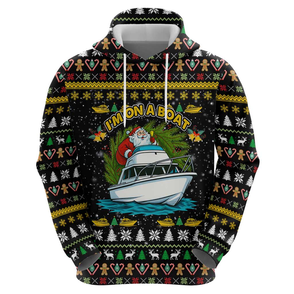 Santa On A Boat Christmas Zip Hoodie Xmas Holiday Patterns - Wonder Print Shop
