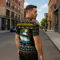 Santa On A Boat Christmas Zipper Polo Shirt Xmas Holiday Patterns - Wonder Print Shop