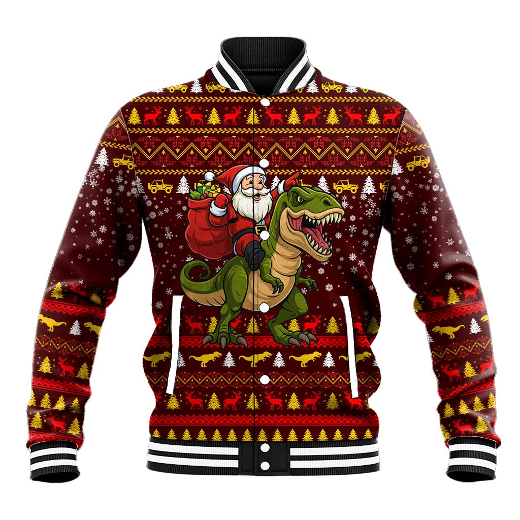 Santassic Park Santa Claus Christmas Baseball Jacket Xmas Holiday Patterns - Wonder Print Shop
