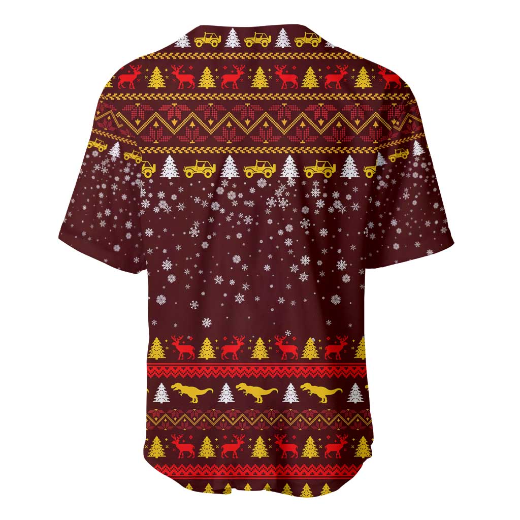 Santassic Park Santa Claus Christmas Baseball Jersey Xmas Holiday Patterns - Wonder Print Shop