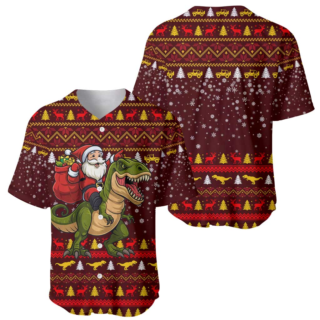 Santassic Park Santa Claus Christmas Baseball Jersey Xmas Holiday Patterns - Wonder Print Shop