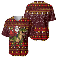 Santassic Park Santa Claus Christmas Baseball Jersey Xmas Holiday Patterns - Wonder Print Shop