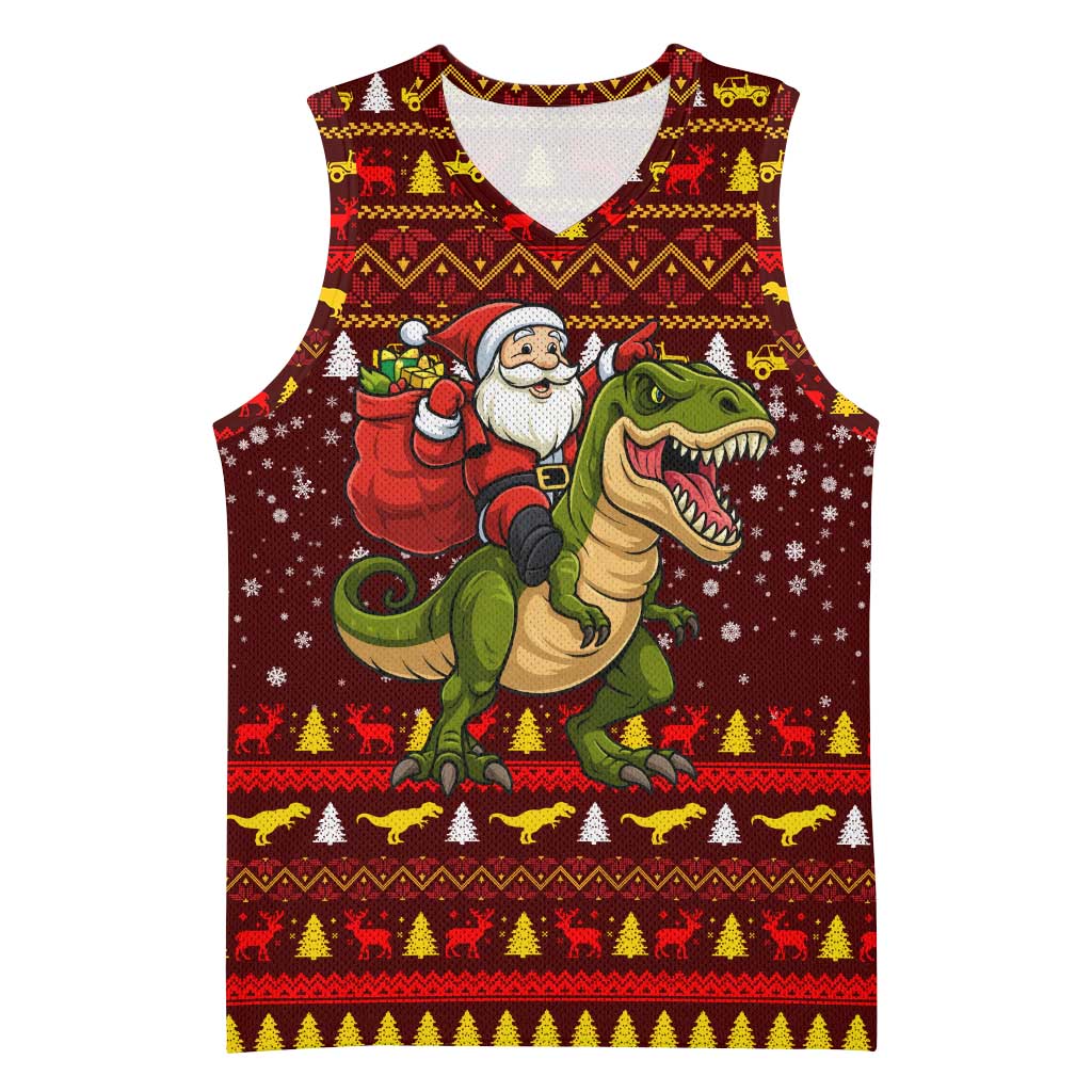 Santassic Park Santa Claus Christmas Basketball Jersey Xmas Holiday Patterns - Wonder Print Shop