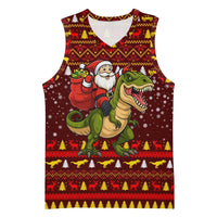 Santassic Park Santa Claus Christmas Basketball Jersey Xmas Holiday Patterns - Wonder Print Shop
