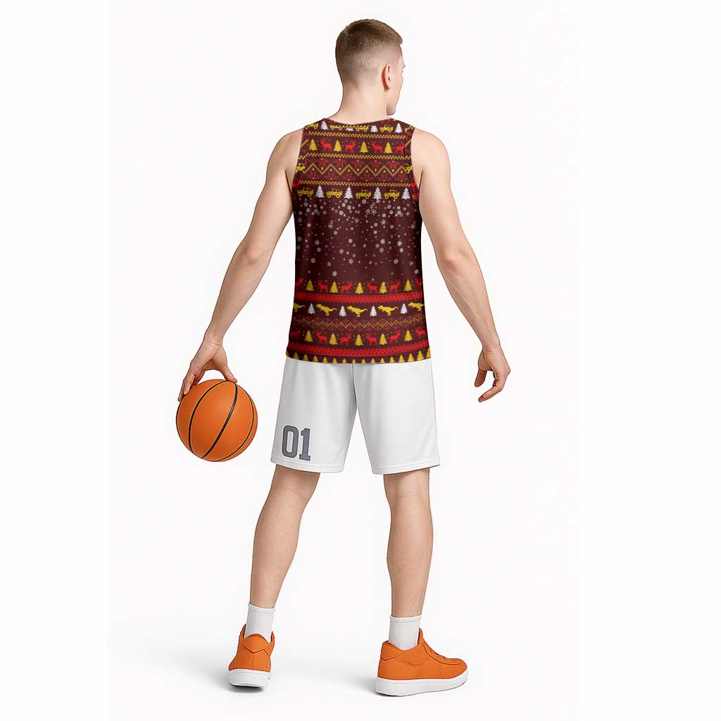 Santassic Park Santa Claus Christmas Basketball Jersey Xmas Holiday Patterns - Wonder Print Shop