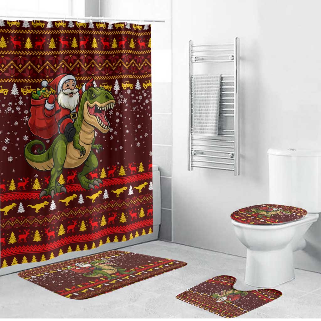 Santassic Park Santa Claus Christmas Bathroom Set Xmas Holiday Patterns - Wonder Print Shop