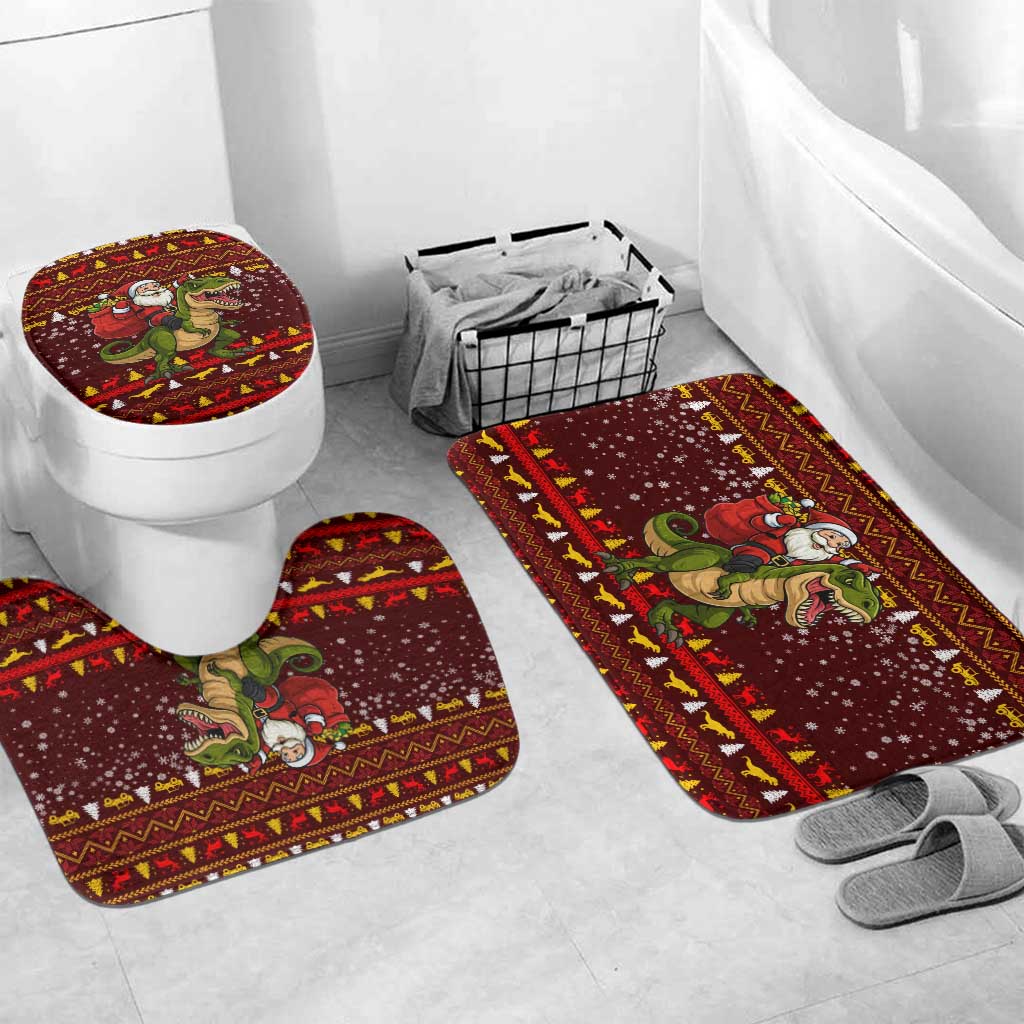 Santassic Park Santa Claus Christmas Bathroom Set Xmas Holiday Patterns - Wonder Print Shop