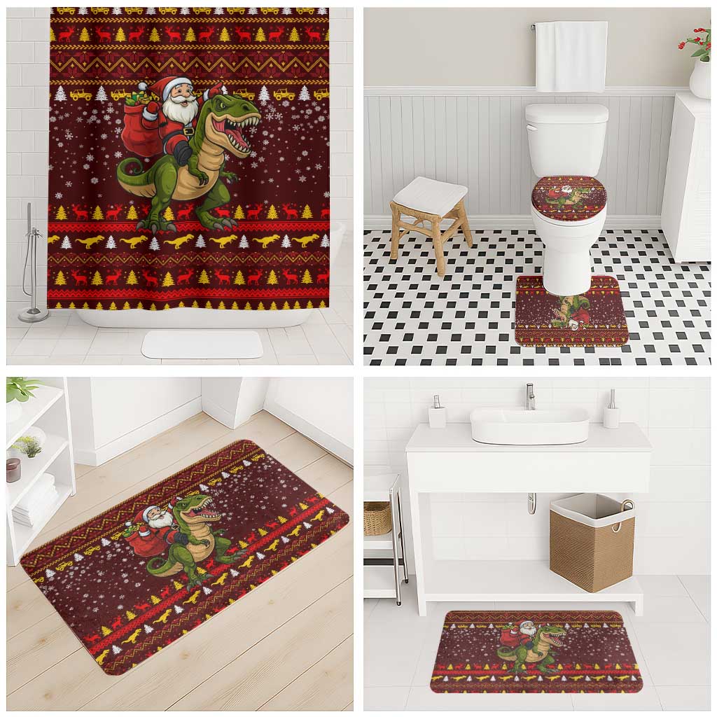 Santassic Park Santa Claus Christmas Bathroom Set Xmas Holiday Patterns - Wonder Print Shop