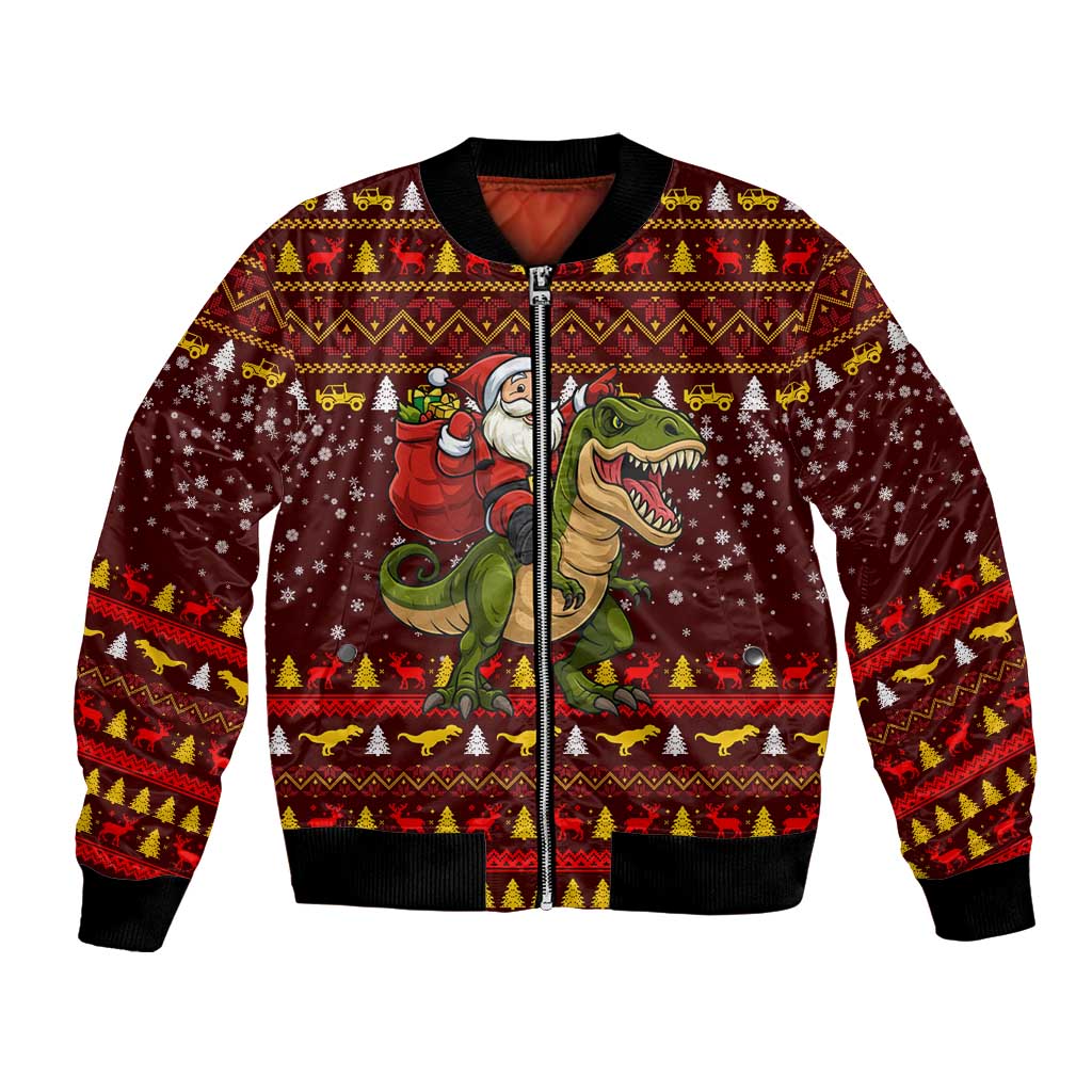 Santassic Park Santa Claus Christmas Bomber Jacket Xmas Holiday Patterns - Wonder Print Shop