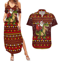 Santassic Park Santa Claus Christmas Couples Matching Summer Maxi Dress and Hawaiian Shirt Xmas Holiday Patterns - Wonder Print Shop