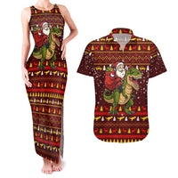 Santassic Park Santa Claus Christmas Couples Matching Tank Maxi Dress and Hawaiian Shirt Xmas Holiday Patterns - Wonder Print Shop