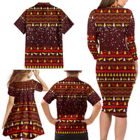 Santassic Park Santa Claus Christmas Family Matching Long Sleeve Bodycon Dress and Hawaiian Shirt Xmas Holiday Patterns - Wonder Print Shop