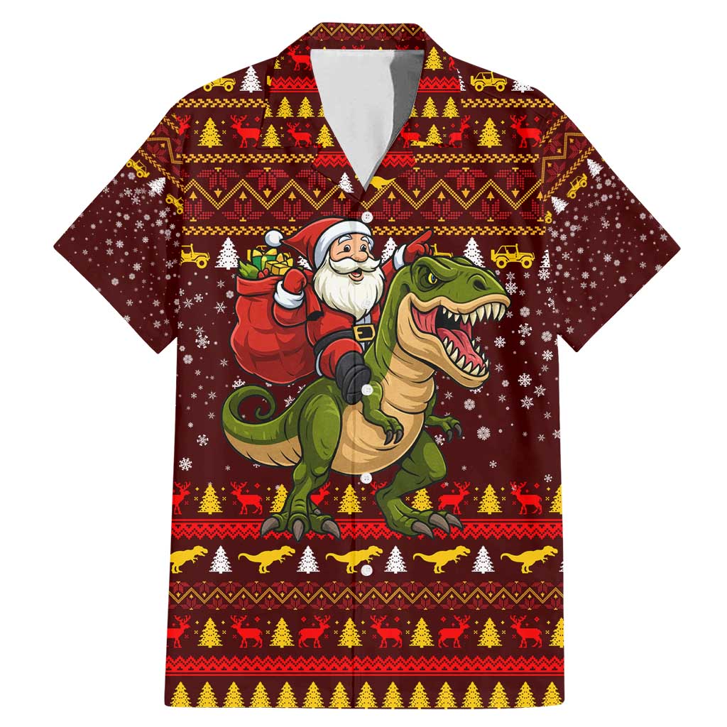 Santassic Park Santa Claus Christmas Family Matching Mermaid Dress and Hawaiian Shirt Xmas Holiday Patterns - Wonder Print Shop