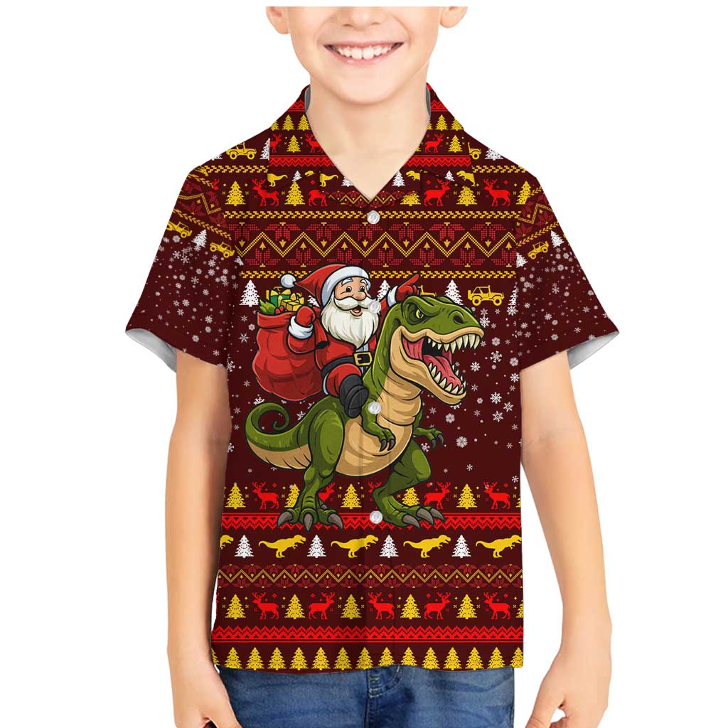 Santassic Park Santa Claus Christmas Family Matching Mermaid Dress and Hawaiian Shirt Xmas Holiday Patterns - Wonder Print Shop
