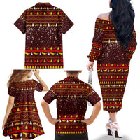 Santassic Park Santa Claus Christmas Family Matching Off The Shoulder Long Sleeve Dress and Hawaiian Shirt Xmas Holiday Patterns - Wonder Print Shop